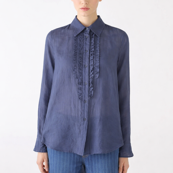CAMICIA GALE REGULAR COTONE SETA BLU SHAFT