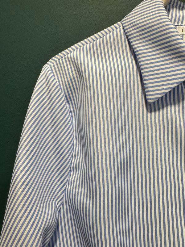 Camicia righe bianca e azzurra cropped