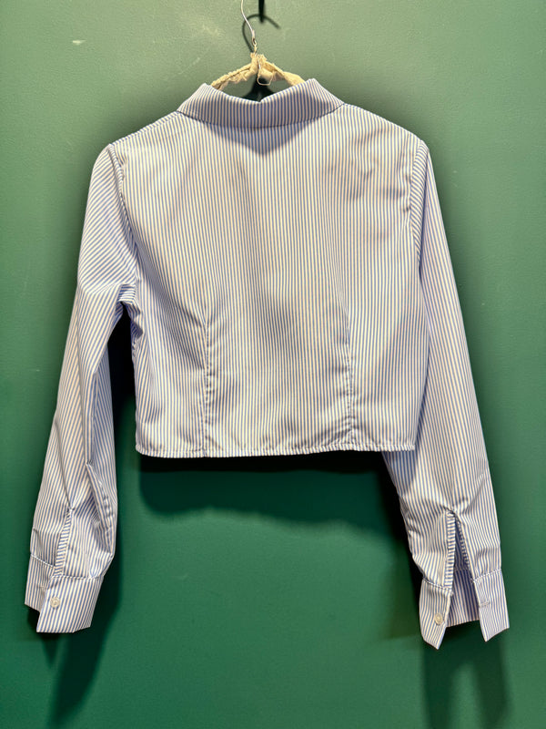 Camicia righe bianca e azzurra cropped