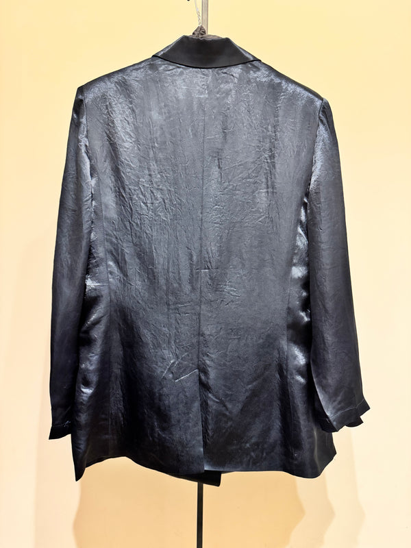 Blazer doppiopetto blu shiny tailleur