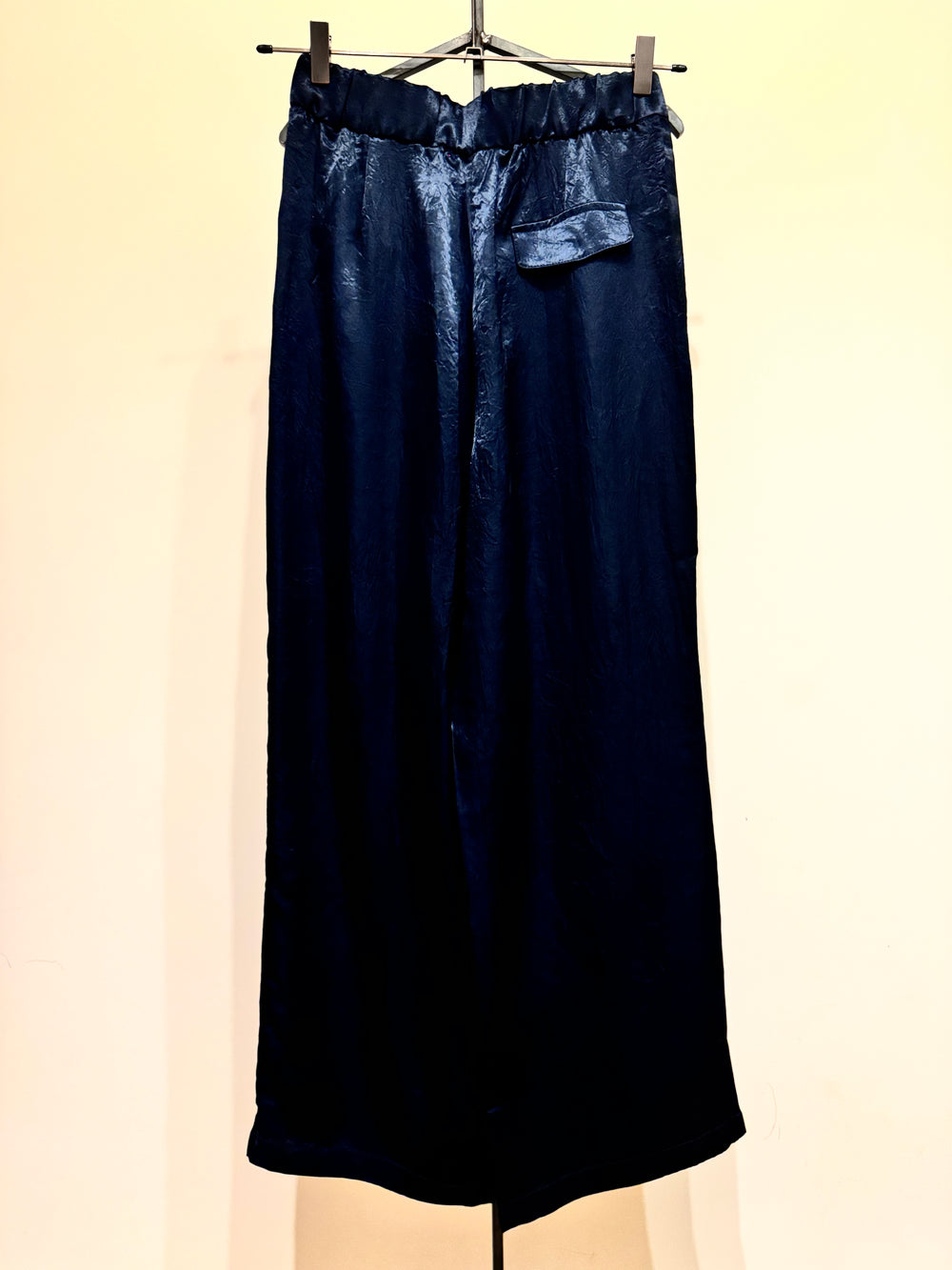 Pantalone palazzo blu shiny tailleur