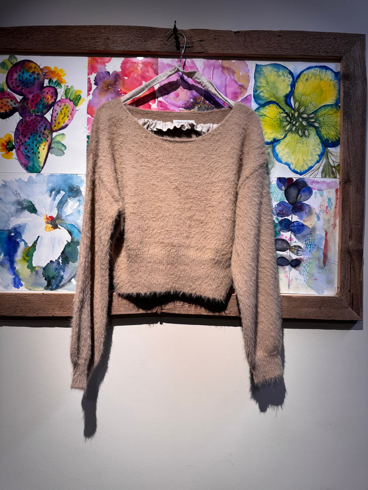 Maglia beige scollo a barchetta