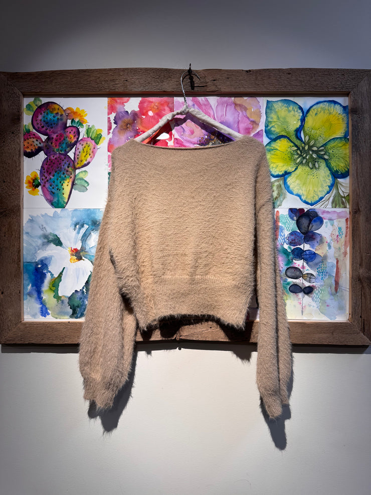 Maglia beige scollo a barchetta
