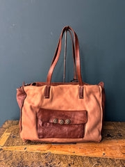 Borsa shopper con taschino Caterina Lucchi testa di moro e beige