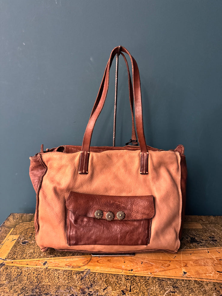 Borsa shopper con taschino Caterina Lucchi testa di moro e beige