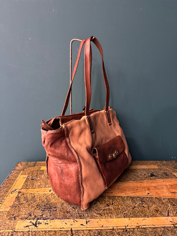 Borsa shopper con taschino Caterina Lucchi testa di moro e beige