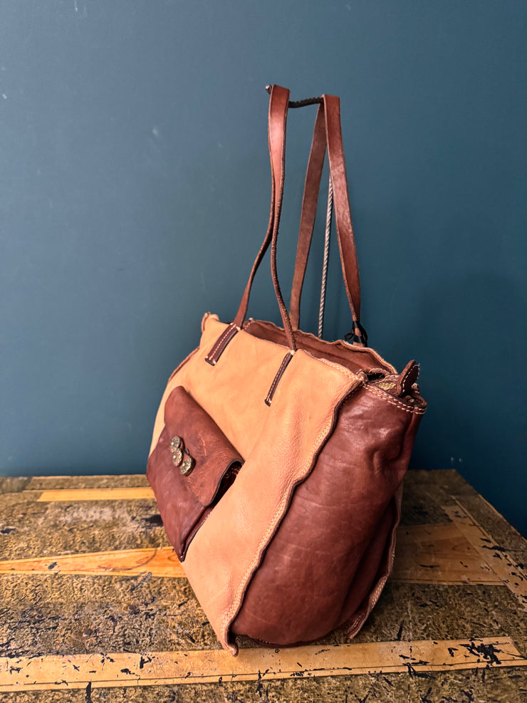 Borsa shopper con taschino Caterina Lucchi testa di moro e beige