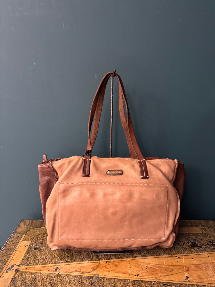 Borsa shopper con taschino Caterina Lucchi testa di moro e beige