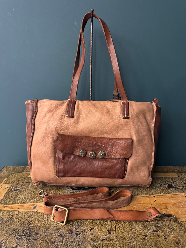 Borsa shopper con taschino Caterina Lucchi testa di moro e beige