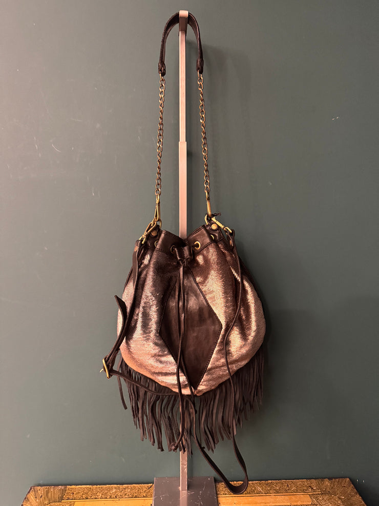 Borsa nera monospalla frange Caterina LucchiIl