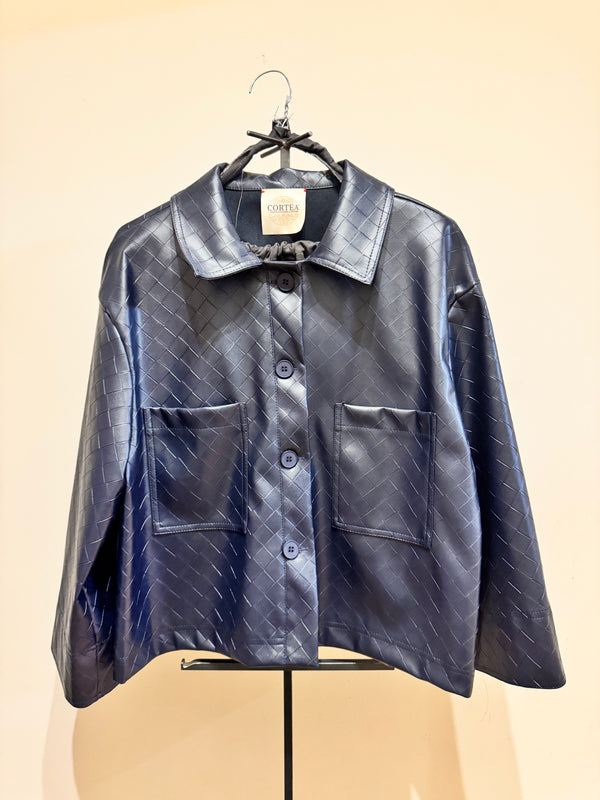 Giacca ecopelle blu