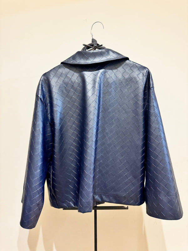 Giacca ecopelle blu