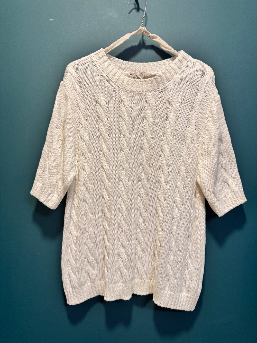 Maglia t-shirt trecce panna
