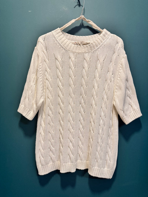 Maglia t-shirt trecce panna