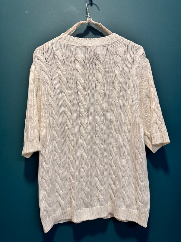Maglia t-shirt trecce panna
