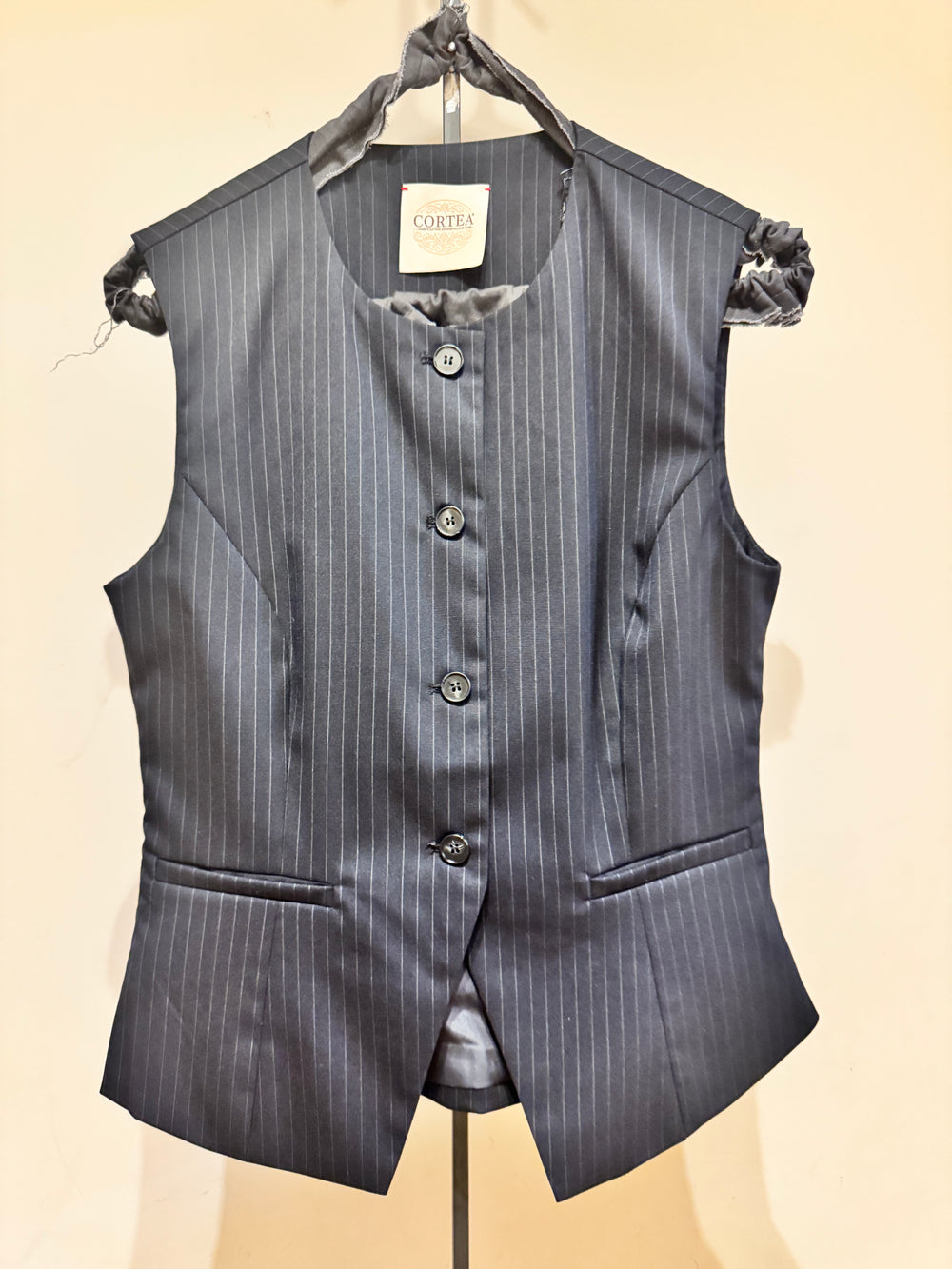 Gilet girocollo gessato blu