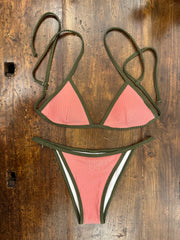 Bikini triangolo Clelia rosa e verde
