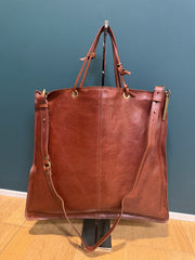 Borsa shopping grande cognac in pelle di vacchetta