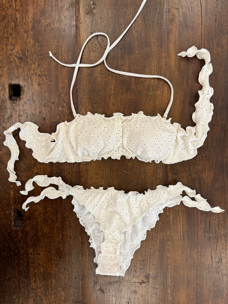 Bikini Fascia fru fru bianca sangallo