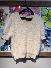 Maglia t-shirt panna a V