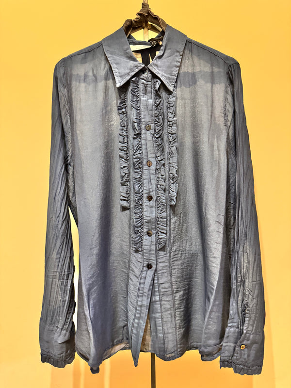 CAMICIA GALE REGULAR COTONE SETA BLU SHAFT