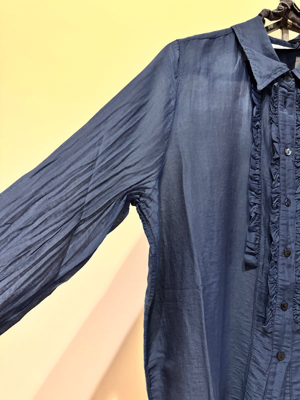 CAMICIA GALE REGULAR COTONE SETA BLU SHAFT