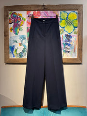 Pantalone tailleur palazzo blu sartoriale