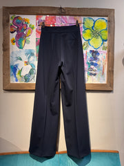 Pantalone tailleur palazzo blu sartoriale