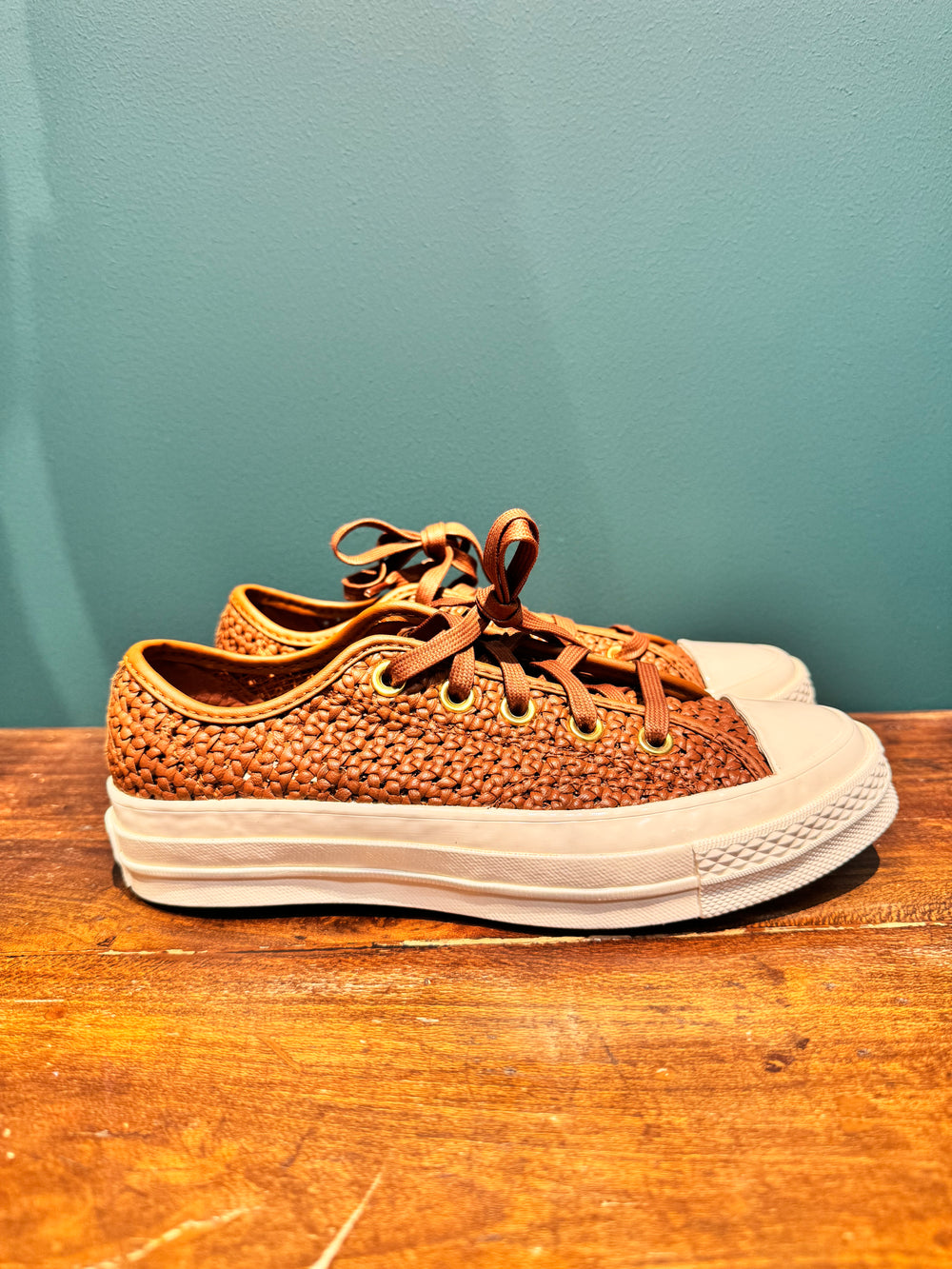 CONVERSE ALL STAR pelle intrecciata moro