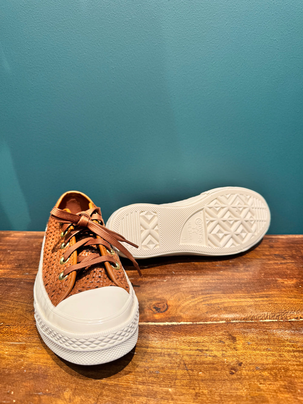 CONVERSE ALL STAR pelle intrecciata moro