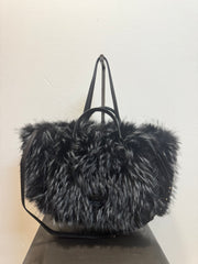 Borsa pelle intreccio nera reversibile