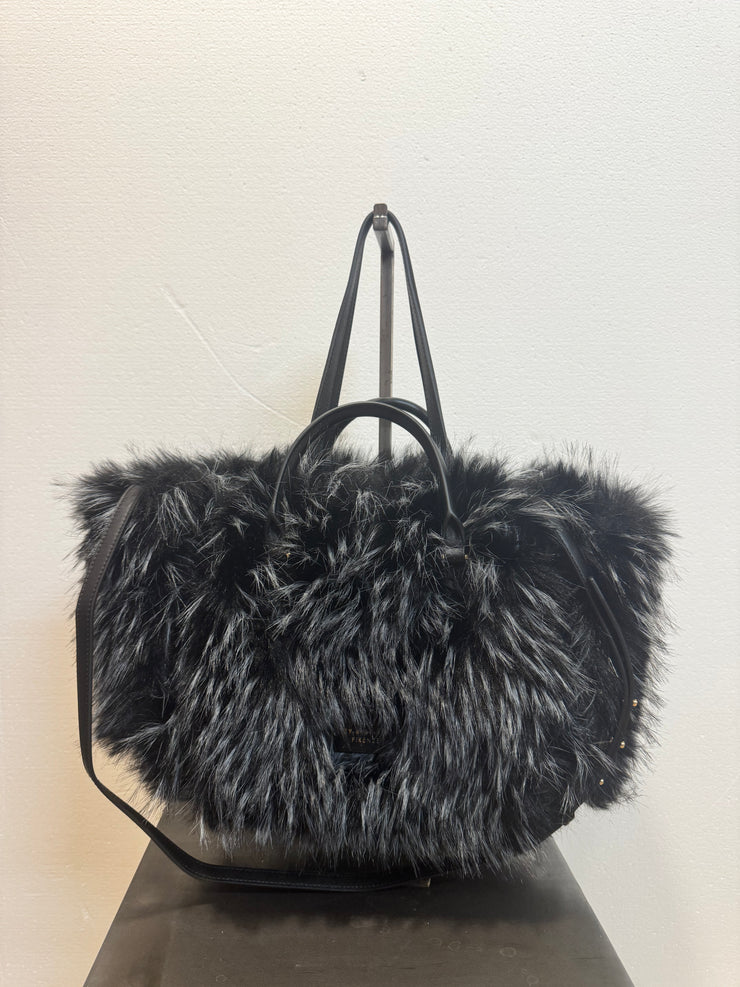 Borsa pelle intreccio nera reversibile