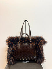 Borsa pelle intreccio cioccolato reversibile