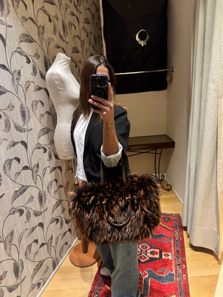 Borsa pelle intreccio cioccolato reversibile