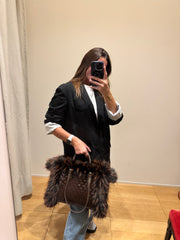 Borsa pelle intreccio cioccolato reversibile