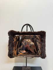 Borsa pelle laminata bronzo reversibile