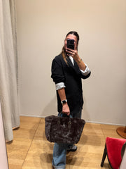 Borsa pelle laminata bronzo reversibile