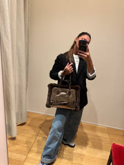 Borsa pelle laminata bronzo reversibile