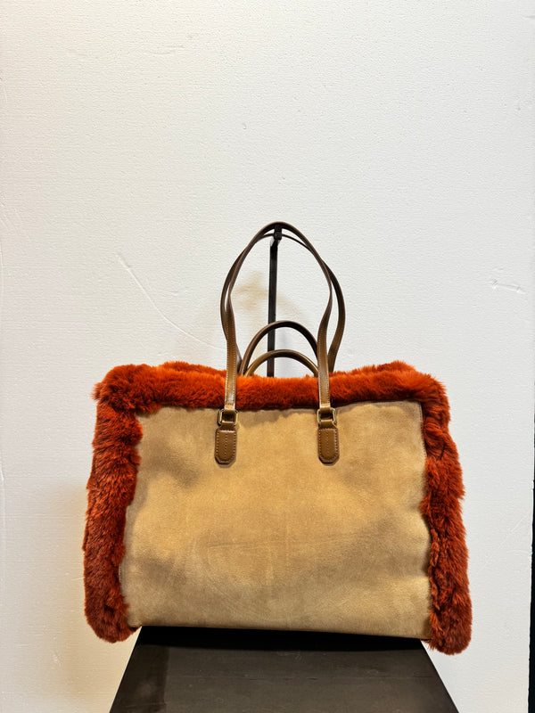 Borsa pelle camoscio reversibile arancio
