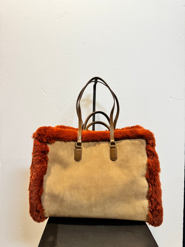 Borsa pelle camoscio reversibile arancio