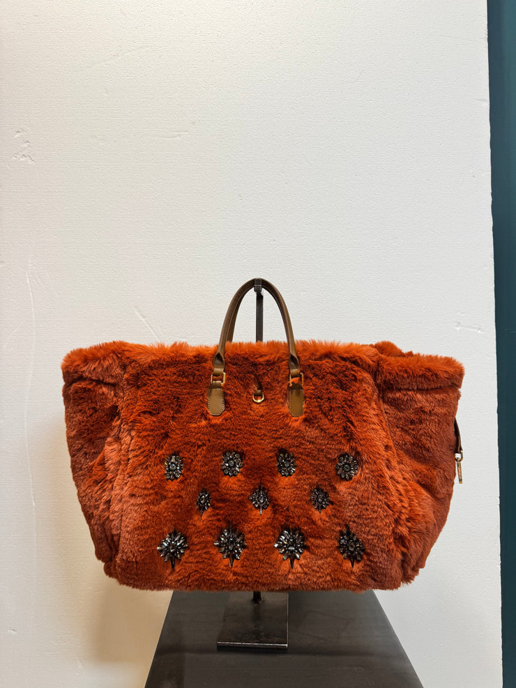 Borsa pelle camoscio reversibile arancio