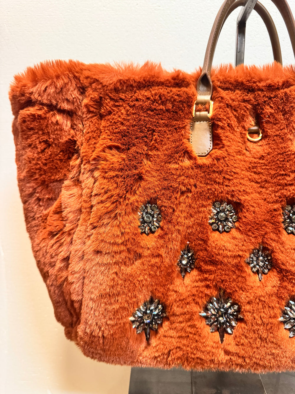 Borsa pelle camoscio reversibile arancio