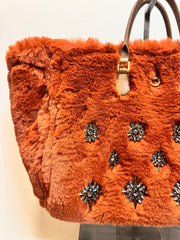 Borsa pelle camoscio reversibile arancio
