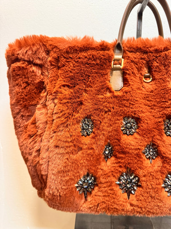 Borsa pelle camoscio reversibile arancio