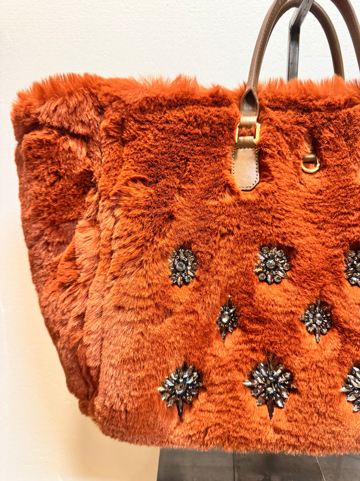 Borsa pelle camoscio reversibile arancio