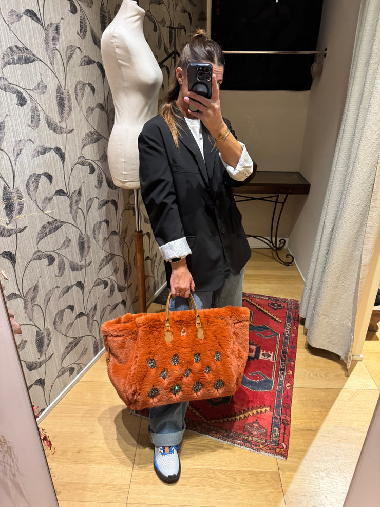 Borsa pelle camoscio reversibile arancio
