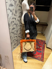 Borsa pelle camoscio reversibile arancio