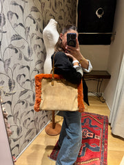Borsa pelle camoscio reversibile arancio