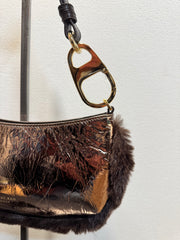 Pochette pelle laminata bronzo