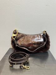 Pochette pelle laminata bronzo